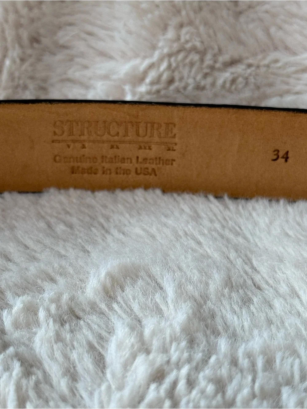 Structure Made in USA Mens Mahogany Brown Leather Belt Sz 34